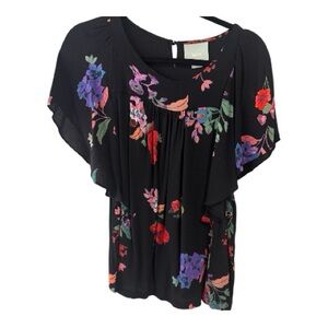 Maeve Black Floral shirt from Anthropologie